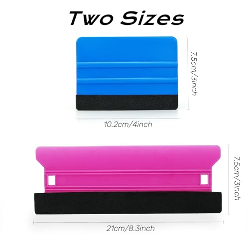 6 Pack Vinyl Wrap Squeegee Set - 8.3” & 3.9” Felt Edge Scrapers for Car Window Tint, Adhesive Vinyl, Decals, Wallpaper, Auto Wrap, and Craft Projects | Perfect for Smooth, Bubble-Free Application - color: Purple Blue