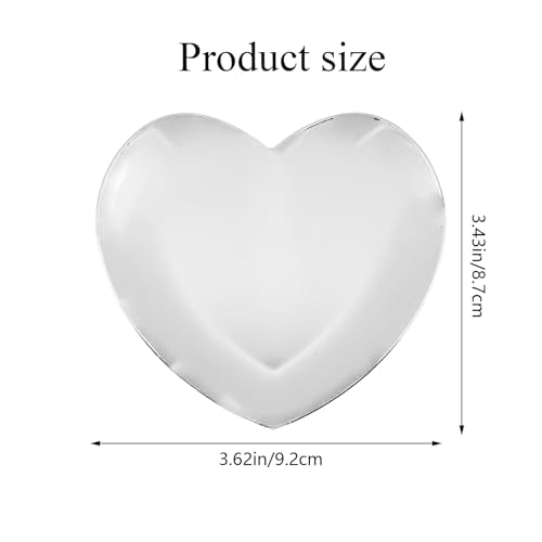 Dnyta 2Pcs Stainless Steel Decorative Tray, Decor Jewelry Dish, Bathroom Decor Makeup Serving Trays for Dresser, Cosmetics Home Decor for Keys Watch Wallet Trinket- Small (Heart shape, Silver) - style: Heart-shaped silver style (2pcs)