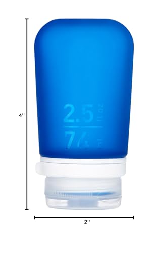 humangear GoToob+ (Medium) | Refillable Silicone Travel Bottle | Locking Lid | Food-Safe Material | Dark Blue, Medium (2.5 fl.oz.; 74ml) - color: Dark Blue, size: 2.5 Ounces