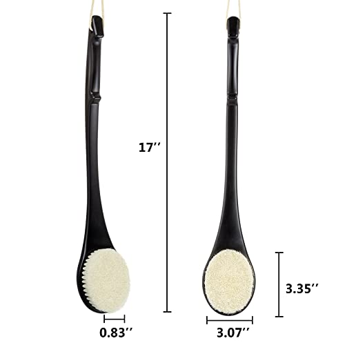 Body Back Scrubber – 17'' Long Handle Shower Brush, Durable Exfoliator for Dry & Wet Use, Deep Cleansing & Gentle Exfoliation for Smooth Skin – for Men, Women & Elderly (Black) - size: 17" Black