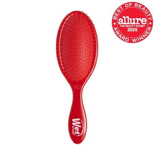 Wet Brush Original Detangler - Ultra-Soft Bristles for Effortless, Pain-Free Brushing - Glides Through Wet, Dry, or Damaged Hair - Perfect for Women, Men & All Hair Types - Amazon Exclusive Red - color: Amazon Poppy Red, size: 1 Count (Pack of 1)