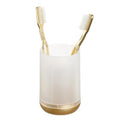 iDesign Toothbrush Holder with 3 Divided Sections for Bathroom or Vanity - Frost/Gold