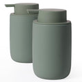 INGOFIN Ceramic Lotion Soap Dispenser Set, 2 Pack (12 oz) Bathroom Hand Soap Dispenser with Pump, Liquid Hand and Dish Soap Dispenser Set, 8 Pcs Clear Stickers, for Kitchen Bathroom-Matte Green - color: Matte Green-liquid