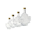 North Mountain Supply Glass Maple Syrup Bottles – Reusable Leaf Shaped Glass Bottles with Gold Metal Lids – Multi-Size Sampler Set (4 Bottles)