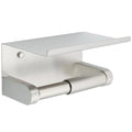 Alise Toilet Paper Holder,Double Post Paper Holder SUS304 Stainless Steel Toilet Paper Roll Holder with Shelf Spring Loaded Tissue Holder (Adhesive or Screw),Brushed Nickel - color: Brushed Nickel, size: with Shelf