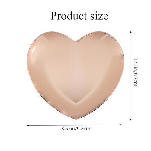 Dnyta 2Pcs Stainless Steel Decorative Tray, Decor Jewelry Dish, Bathroom Decor Makeup Serving Trays for Dresser, Cosmetics Home Decor for Keys Watch Wallet Trinket- Small (Heart shape, Rose Gold) - style: Heart-shaped rose gold style (2pcs)