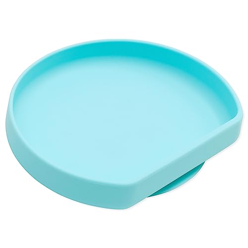 Bumkins Toddler and Baby Suction Plate, Silicone Grip Plate for Babies and Kids, Baby Led Weaning, Children Feeding Supplies, Non Skid Sticky Bottom, Platinum Silicone, Ages 6 Months Up, Blue - color: C4 Blue-GP