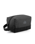 GOX Premium Plaid & Leather Travel Toiletry Bag with Reinforced Handles Cosmetic Organizer (9x5.1x5.1 inches) for Bathroom, Shaving, Makeup Essentials (Black) - color: Black