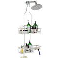 Upgraded Extended Length Shower Organizer with Hooks, Rustproof Shampoo Soap Holder, Large Hanging Bathroom Caddy, Silver - color: Silver - 2 Tier - Standard