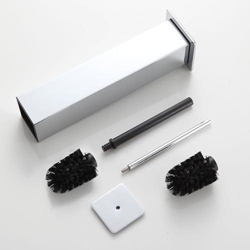 BVL Toilet Brush and Holder Set Chrome Stainless Steel 304 Square Freestanding Toilet Brush for Bathroom - color: Chrome