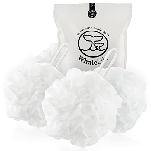 Loofah Sponge Bath Sponge for Women Men 4 Pack (White) - style: White