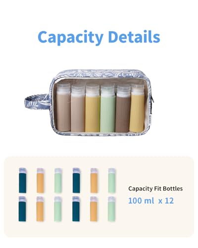 Narwey Clear Toiletry Bags for Traveling Women Men, Clear Travel Bags for Toiletries Makeup Bag Cosmetic Bag with Zipper, Make Up Organizer, Skincare Bag (Blue Leaf) - color: Blue Leaf