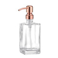 13.5 Oz Clear Glass Soap Dispenser with Rust Proof Stainless Steel Pump, Antique Design Refillable Square Lotion Dispenser for Bathroom, Premium Kitchen Hand Soap (Red Copper) - color: Red Copper
