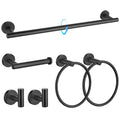 TQKAG Matte Black Bathroom Hardware Set 6-Piece Bathroom Accessory Set 23.6 Inch Round Stainless Steel Towel Bar Set Wall Mounted - color: Matte Black, size: 6-Pieces Set