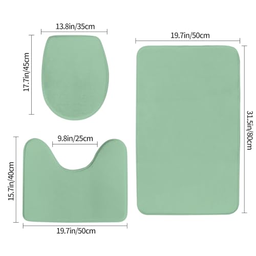 Bathroom Rugs Set 3 Piece Elegant Simple Spring Green Bath Rug Mat Set, Non Slip Absorbent Bathroom Decor Mat, Toilet Lid Cover & U Shaped Contour Rug - color: Spring Green, size: 1'8" x 2'6" (Rectangular)