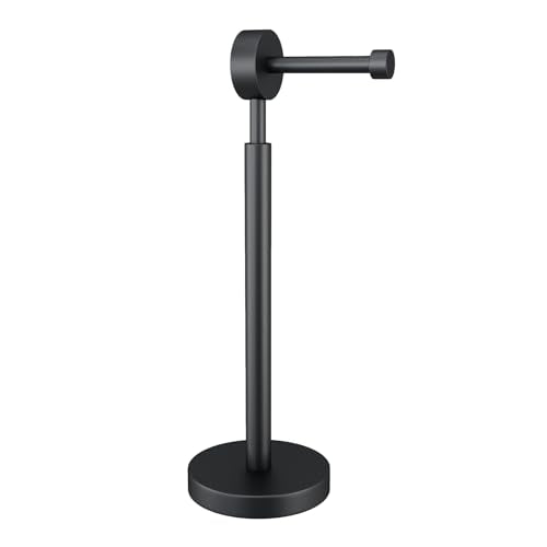 YUMORE Toilet Paper Holder Stand,Freestanding Bathroom Metal Black Matte Tissue Roll Holder for Modern Bathroom - size: 1 Roll