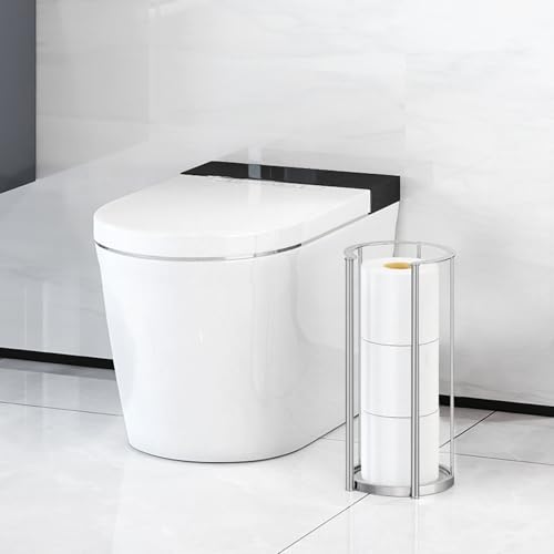 Brushed Nickel Toilet Paper Stand Free Standing Heavy Base 3 Rolls Toilet Paper Roll Holder for Bathroom Storage - color: Brushed Nickel