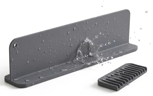 Silicone Sink Splash Guard 17.3" with Suction Cups - For Sink Area - Keep Counters Dry & Protect Clothes from Water Splashes for Kitchen, Bathroom, Laundry
