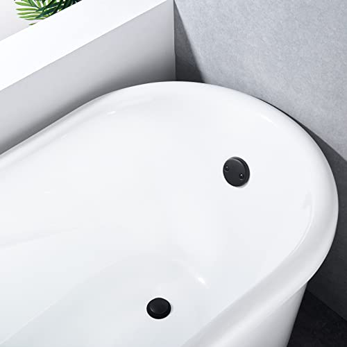 Brass Tip-Toe Tub Drain Kit with Basket Strainer and Two Hole Overflow Faceplate, Matte Black - color: Black, style: 2-hole