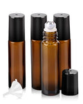Worldgsb 4 Pack Essential Oil Roller Bottles, 10ml Refillable Amber Glass Roller Bottles with Stainless Steel Roller Balls and Caps for Travel, Perfume and Lip Gloss - color: Amber, style: 4 Pack