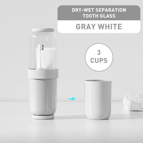 Toothbrush Cup with Cover, Travel Toothbrush Case Portable Toothbrush Holder for Traveling Business Camping School Bathroom (Grey) - color: Grey