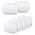 BEFORYOU 6 Pack Clear Toiletry Carry Pouch with Zipper Portable Plastic Waterproof Cosmetic Bag TSA Approved for Vacation Travel Bathroom and Organizing (White, Large) - size: Large bags only
