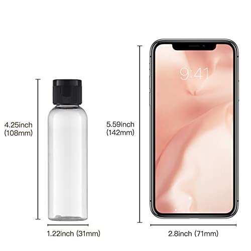 Tekson Travel Bottles Empty 2oz (10 PCS), Plastic Travel Size Cosmetic Container, TSA Amber Squeeze Bottle for Shampoo, Conditioner (Flip Cap) - color: black