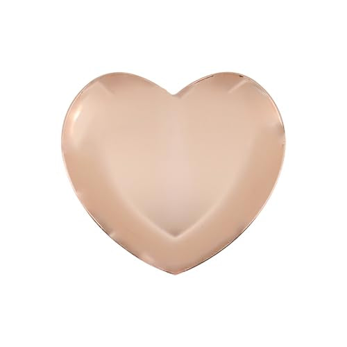 Dnyta 2Pcs Stainless Steel Decorative Tray, Decor Jewelry Dish, Bathroom Decor Makeup Serving Trays for Dresser, Cosmetics Home Decor for Keys Watch Wallet Trinket- Small (Heart shape, Rose Gold) - style: Heart-shaped rose gold style (2pcs)