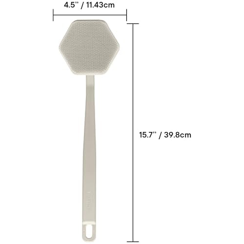 TOOLETRIES Silicone Back Scrubber for Shower, Bath Brush - Sand | Long ergonomic handle and non-slip grip make exfoliating hard-to-reach areas simple and comfortable. - color: Sand