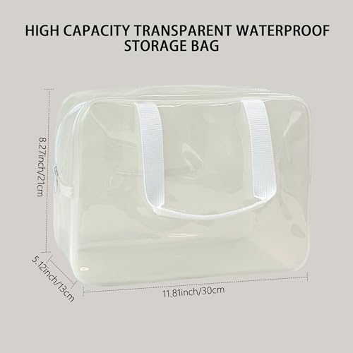 PVC Clear Pure Color Transparent Large Zipper Cosmetic Pouch Travel Makeup Cosmetic Bag with Handle for Travel Bathroom Toiletry Organizer (A23014-101-44) - color: A23014-101-44