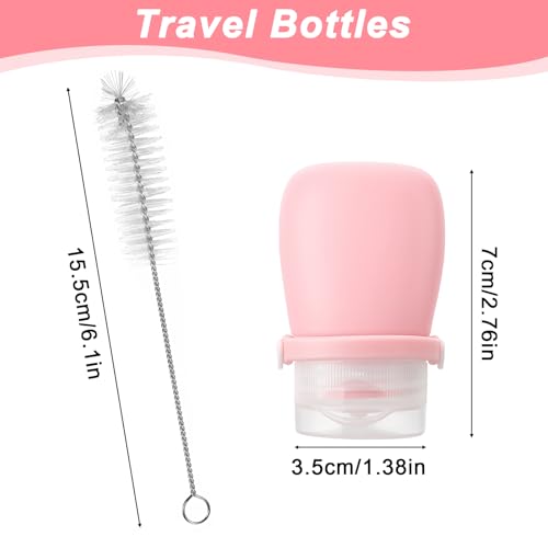 5 Pack 1oz Silicone Travel Bottles, Leak Proof Squeeze Bottle with Brush, Reusable Refillable Lotion Bottle for Toiletries, Shampoo, Conditioner, Lotion, Salad Dressing, Travel-Size Containers