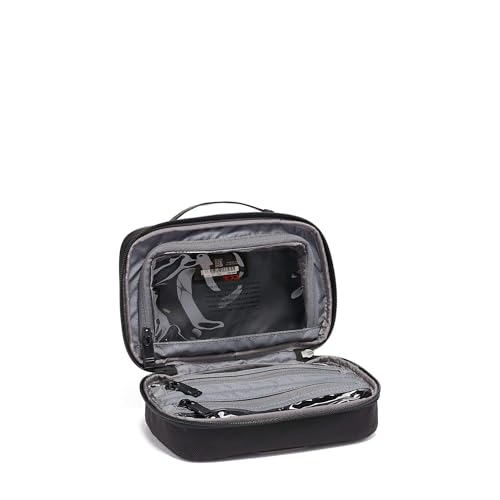 TUMI Alpha Split Travel Kit - Compact Toiletry Bag for Men & Women - Features Removable Leather Handle & 3 Zip Pockets - Black - color: Midnight Black