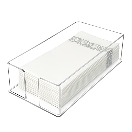 Acrylic Guest Towel Napkin Holder | Hand Towels Holder for Bathroom, Guest Towels Storage Tray for Kitchen, Parties, Weddings, Events (0.1" Thickness)
