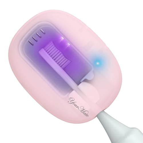 YourMate UVC Rechargerable Toothbrush Sanitizer Case Travel Toothbrush Covers Case with Holder for Houshold and Traveling or Business Trip Pink - color: Pink