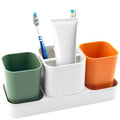 Toothbrush Holder for Bathroom, Bathroom Organizer Storage Set with 2 Cups, Kids Electric Toothbrush Holder, Bathroom Accessories Storage for Toothpaste