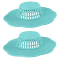 2Pcs Blue Hair Catcher Silicone Hair Stopper Shower Drain Covers Easy to Install and Clean Suit for Bathroom Bathtub and Kitchen Bathroom Sink and Bathtub Accessories