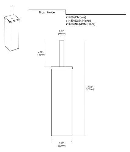 Gatco 1489 Elegant Square Toilet Brush Holder, Satin Nickel - color: Satin Nickel, size: 15"H, style: Elegant