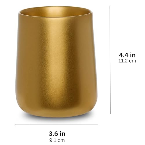 Yew Design Gold Toothbrush and Toothpaste Holder and Cup for Bathroom Vanity and Countertop, Round Organizer for Electric Toothbrushes, Floss, Razors, Cotton, and Mouthwash - color: Round Gold