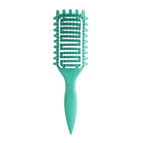 Curl Defining Brush for Curly Hair, Vented Detangling Hair Brush for Wet and Dry Styling, Curved Brush for Shaping and Smoothing Curl Clumps, Lightweight Hair Brush （Green） - color: Green