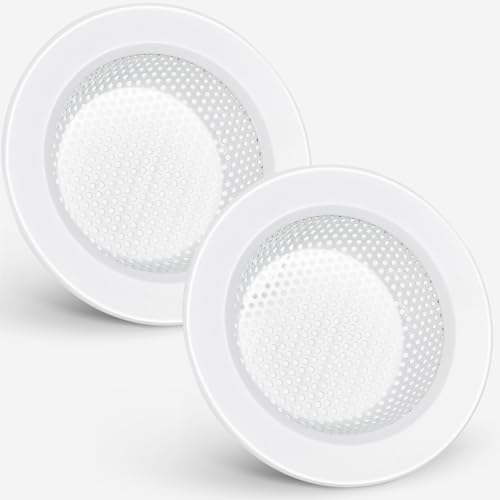 Retisee 2 Pcs Sink Strainer Stainless Steel Kitchen Sink Drain Strainer Basket Cover Mesh Hair Food Catcher, Large Wide Rim of 4.4 Diameter(Porcelain White) - color: Porcelain White