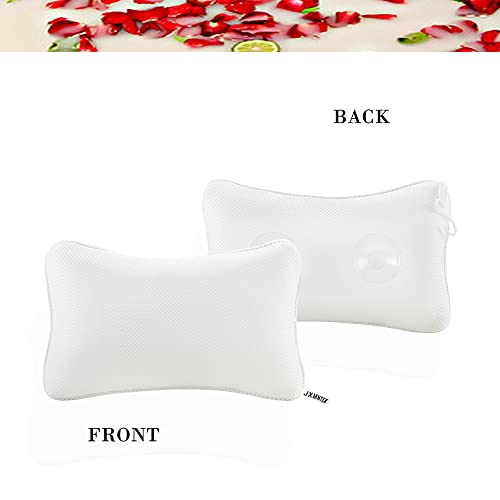 Bathtub Pillow, Non Slip, Breathable Soft, Comfortable Head Neck Support, Machine Washable, 2 Large Suction Cups (White) - color: White