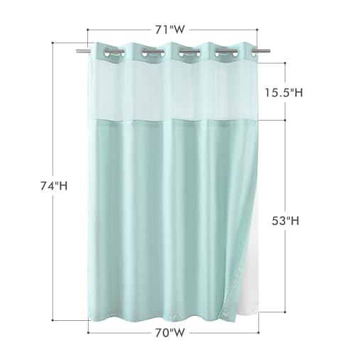 Mrs Awesome No Hook Shower Curtain with Snap-in Liner, Embossed Waffle Design Fabric Shower Curtain for Bathroom, Soft & Lightweight, 71x74, Sky Blue - color: Sky Blue, size: 71"W x 74"L (Pack of 1)