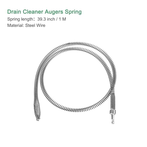 uxcell 1 Pcs Drain Clog Remover 39.3 inch 1 M 10mm Thick, Drain Augers Hair Remover Spring Cable with Electric Drill Connector, Plumbing Snake for Kitchen Sink, Bathtub Drain Toilet - size: 39.3 Inch