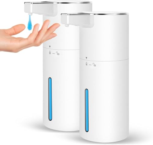 2 Pack Automatic Soap Dispenser: 13.52oz/400ml Wall Touchless Liquid - 4-Level Adjustable Modern Electric Hand Soap Dispenser - Kitchen Bathroom Kids Family White - color: 2 Pack White Liquid
