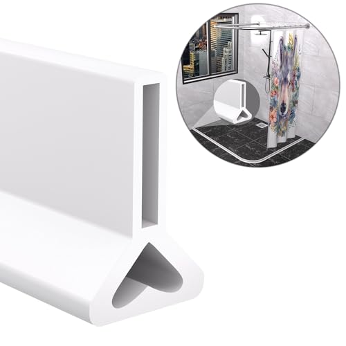 Water Dam for Sink Shower Tub Threshold Water Barrier Collapsible Water Stopper Barrier Water-Blocking Splash Guard Suitable (Heart - 1.97'' H - White, 78 Inch) - color: Heart - 1.97'' H - White, style: 78 Inch