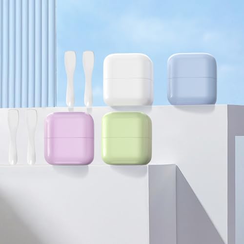 Travel Cosmetic Jars, TSA Approved 1.7oz Leakproof Cream Containers with Lids & Spoons, Macaron Portable Empty Makeup Sample Pots for Travel Business Trip - size: 50ML