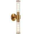 Hardwired Bathroom Light Fixtures, Gold Wall Sconce in Threaded Glass Indoor Wall Sconces, Modern Bathroom Vanity Light Up and Down Sconces Wall Lighting for Living Room, Bulb Not Included - color: Gold-B