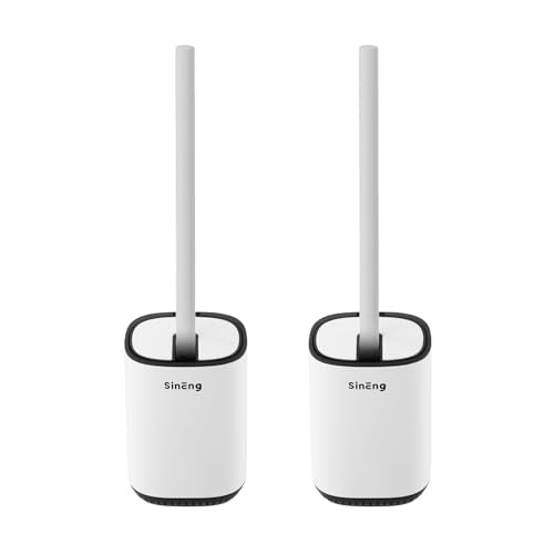 Toilet Brush and Holder Set Toilet Bowl Brush Stainless Steel Automatic Open lid Toilet Bowl Cleaner Brush with Durable Bristle Head Toilet Cleaning Brush for Bathroom - color: White