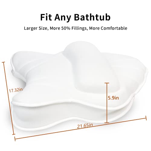 Poemland Extra Thick Large Bath Pillow with Neck,Back,Head Support for Bathtub, Spa, Soaking White(21''x17'') - size: White(21''x17'')