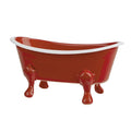 Rustic Enamel 1 Piece 5.5" Metal Clawfoot Mini Bathtub Soap Dish Mini Bath Tub Decoration Clawfoot Tub Soap Caddy Collection (Berry) - color: Berry